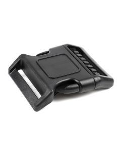 2 Inch black plastic buckle on a white background