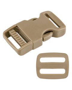10 - 1 Inch Coyote Tan Flat Side Release Buckle & Triglide Set