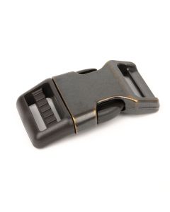 1 Inch Aged Bronze Metal / Brown Plastic Hybrid Side Release Buckle