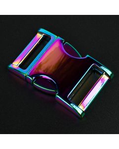 1 Inch Iridescent Rainbow Convex Non Adjustable Side Release Buckles - Third View