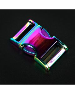 5/8 Inch Iridescent Rainbow Convex Non Adjustable Side Release Buckles - Third View