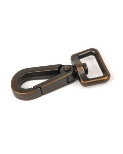 Designer Purse Lobster Clasp Swivel Snap Hook on a White Background, Aged Bronze