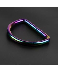 1 1/2 Inch Iridescent Rainbow Heavy Welded D-Ring shown on a dark background