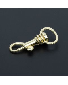 Brass snap hook on a black background