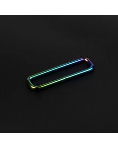 1 1/2 Inch Iridescent Rainbow Rectangle Metal Keeper shown with a dark background