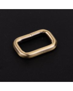 3/4 Inch Brushed Brass Heavy Welded Rectangle Ring shown on a dark background