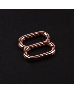 5/8 Inch Rose Gold Metal Round Wide-Mouth Triglide Slide shown on a dark background