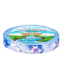 Watercolor design that showcases blue and purple along with white silhouetted butterflies
