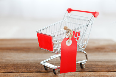 Little red toy shopping cart