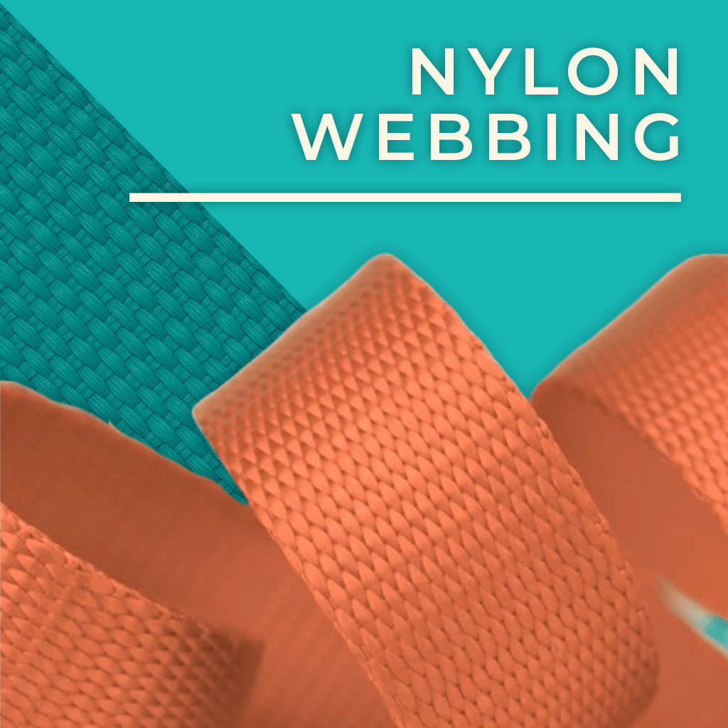 Nylon Webbing. Photo of orange nylon webbing curled. 
